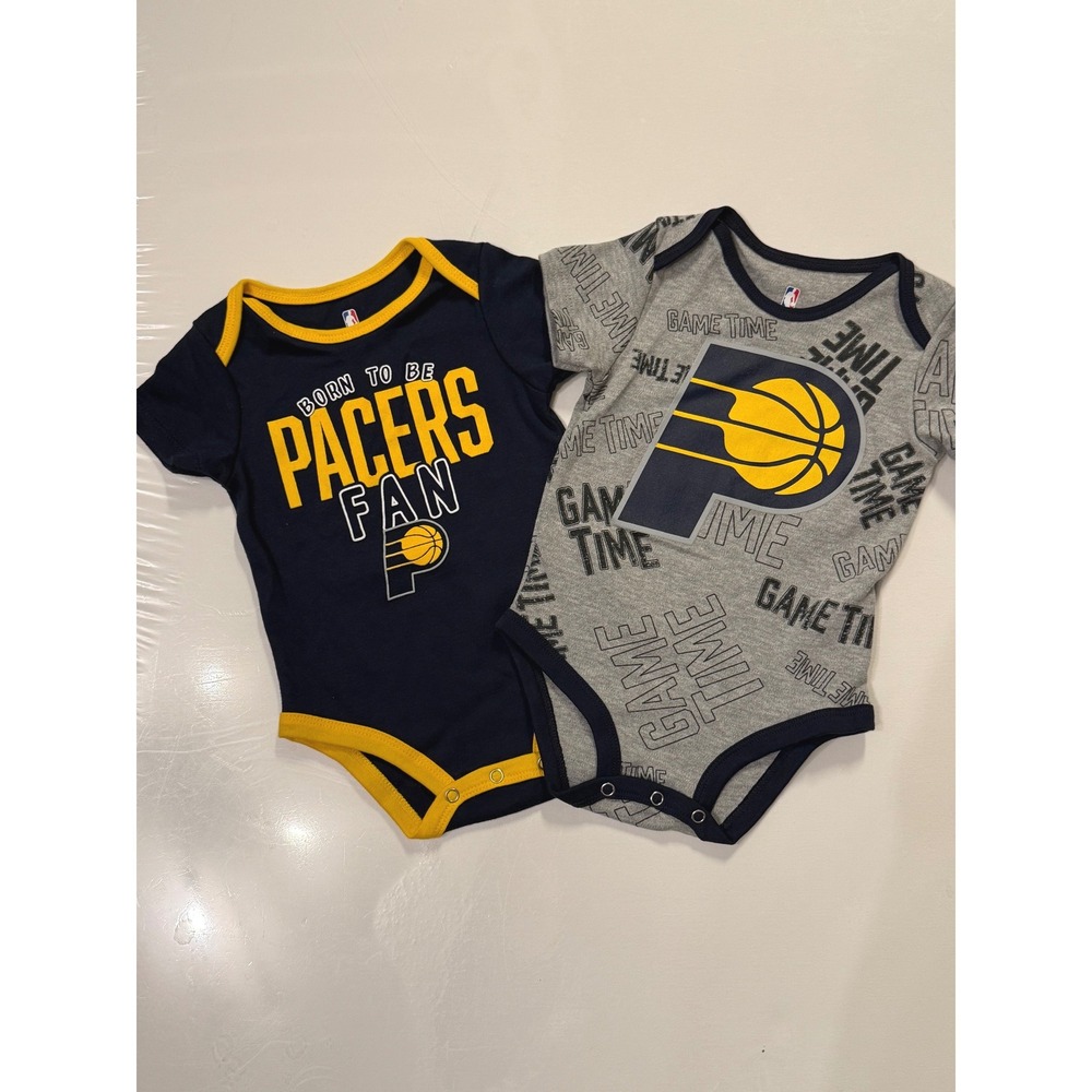 NBA Indiana Pacers Baby Bodysuit Set 2 Pack Navy Gray 12M Short Sleeve